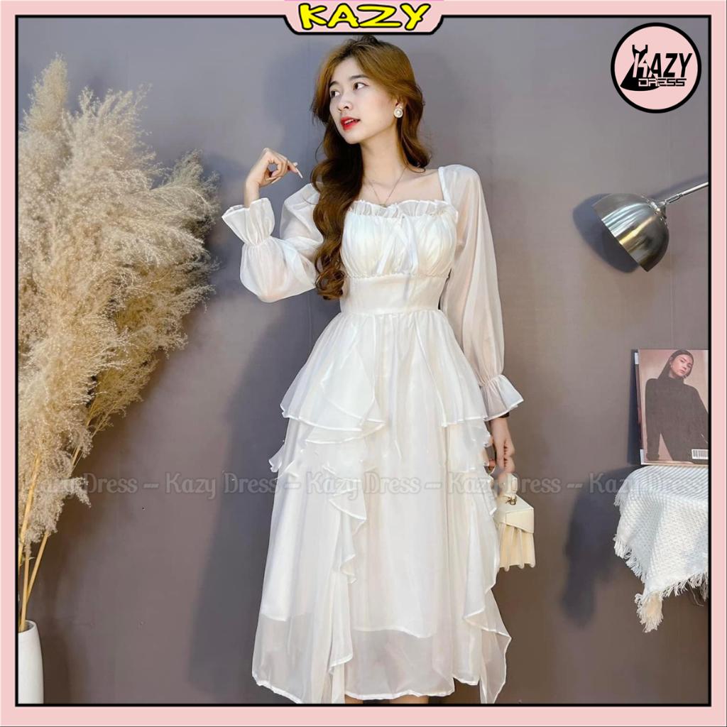 Váy tơ bèo ngọc 2 lớp phong cách tiểu thư siêu sang chảnh KAZY DRESS V052