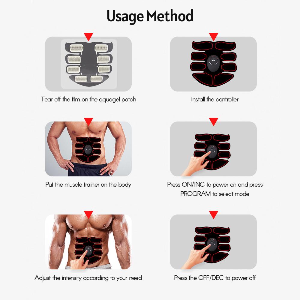 Smart Abs Stimulator Abdominal Muscle Toner Abs Muscle Trainer 6 Modes 9 Levels Intensity Body Fitness Shaping Massage