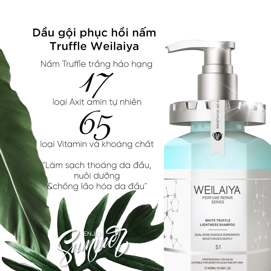 Bộ Mini Dầu Gội Phục Hồi Đa Tầng Nấm Truffle Weilaiya - Giúp tóc bồng bềnh, bóng mượt - Làm phồng chân tóc - Xóa sạch gàu hiệu quả