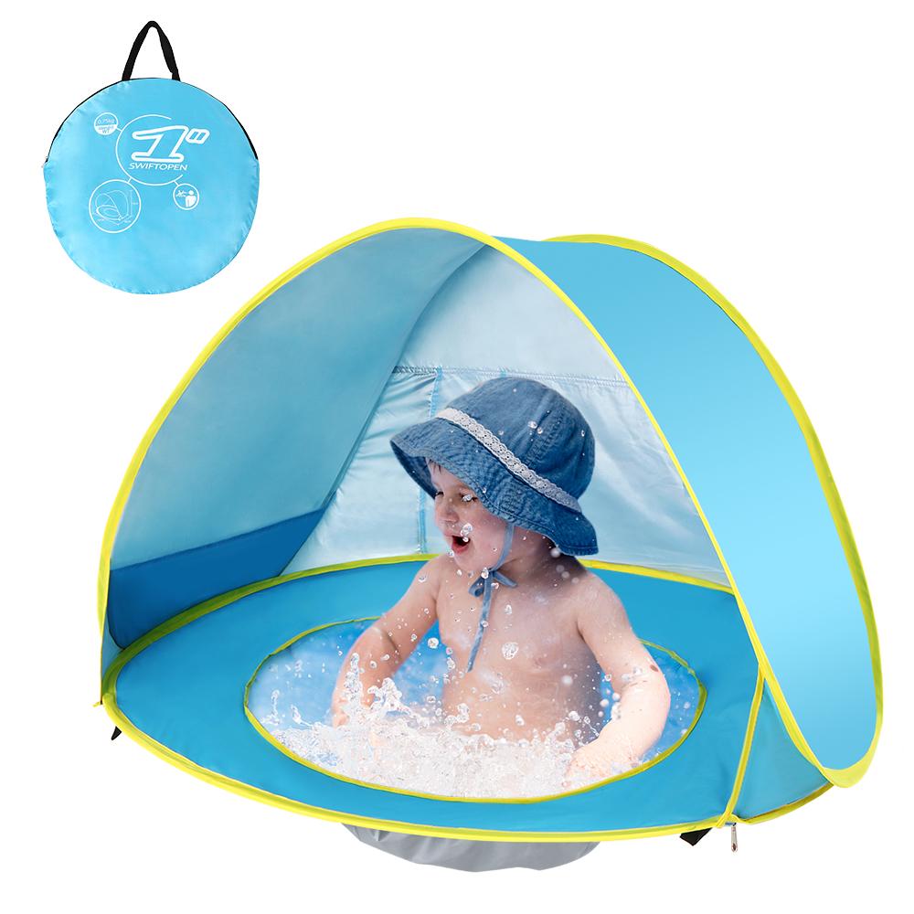 Lều có mái che, chống nắng chống tia cực tím, có hồ bơi cho trẻ em