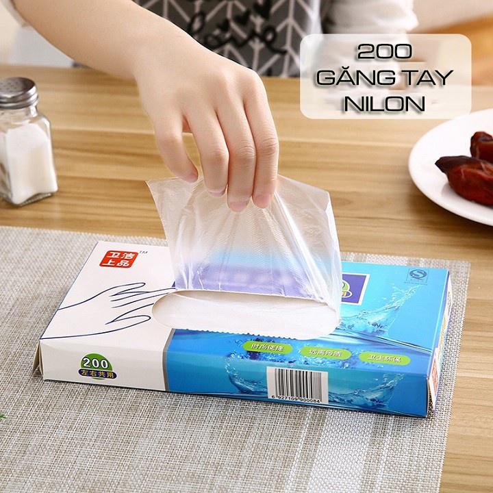 Hộp 200 găng tay nilon an toàn thực phẩm