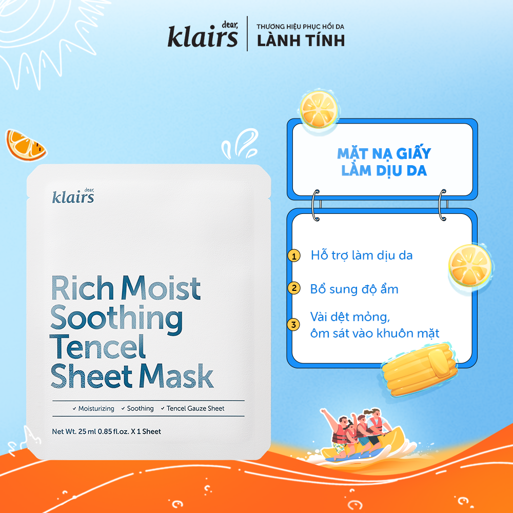 Mặt nạ giấy Dear Klairs Rich Moist Soothing Tencel Sheet Mask 25 ml