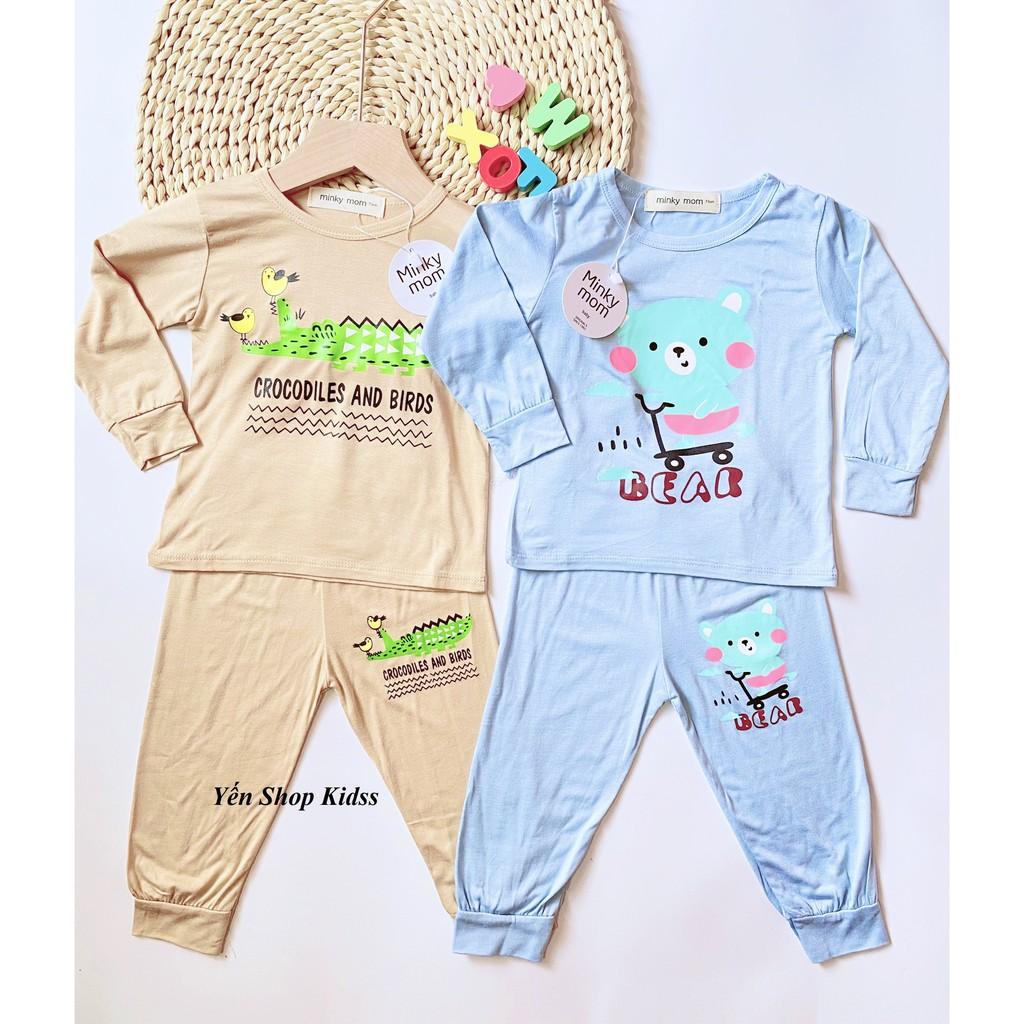 Bộ Dài Tay Minky Mom Chất Thun Lạnh Họa Tiết Thỏ Xe Đạp_Gấu Má Hồng Dễ Thương Cho Bé (Size 6_19kg)(SP001206