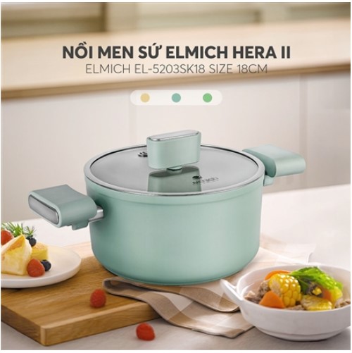 Nồi men sứ Elmich Hera II EL-5203SK - Hàng Chính Hãng