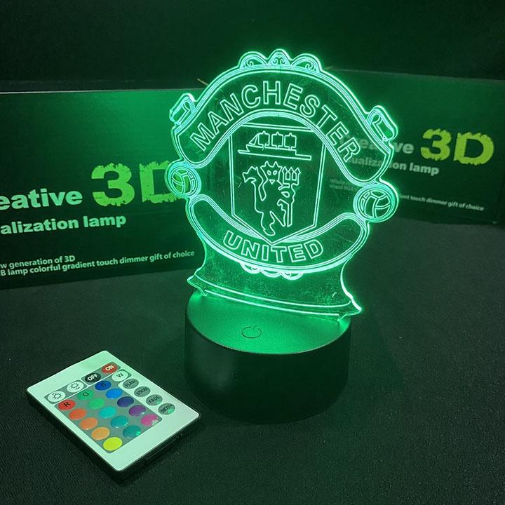 Đèn led 3D USB logo Manchester United ĐÈN NGỦ ĐÈN TRANG TRÍ 16 MÀU CÓ ĐIỂU CHUYỂN CHẾ ĐỘ MÀU