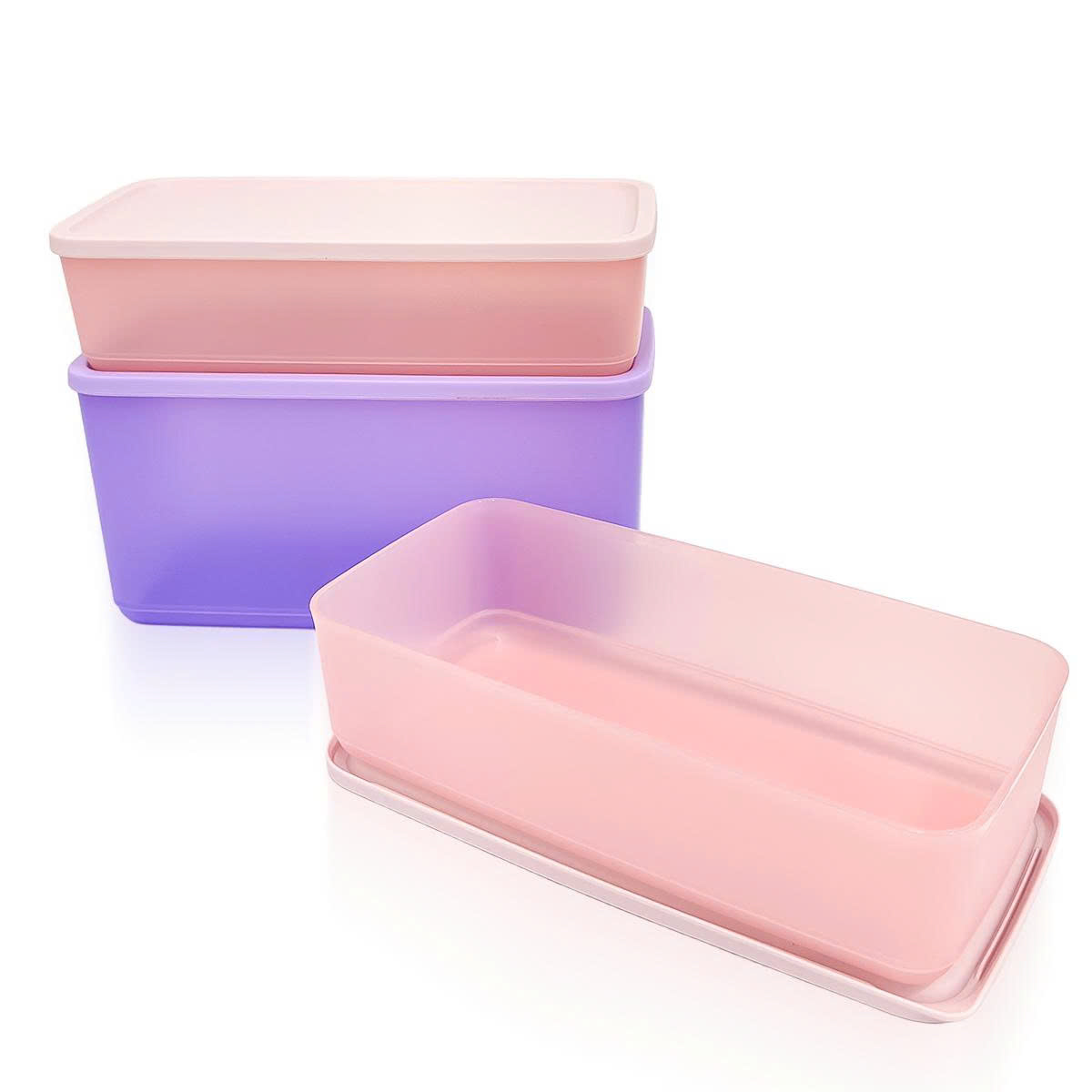 Bộ 3 hộp đựng thực phẩm Tupperware trữ khô và mát Cubix Rectangle 3.1L và 1.4L