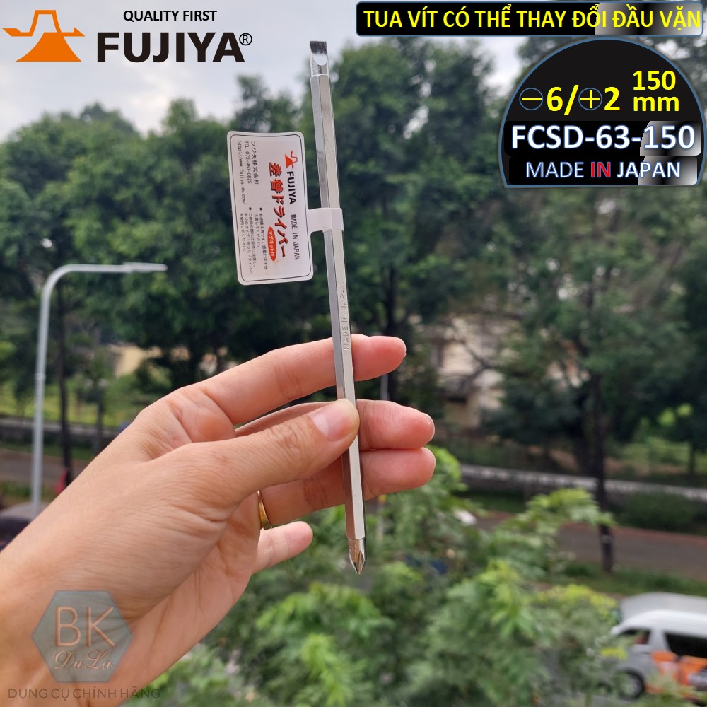 Tuốc nơ vít điện- tua vít điện đầu dẹt màu xanh Fujiya FESD-6-150 made in Japan