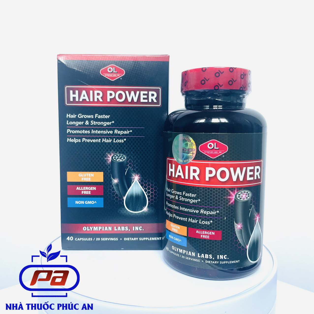 VIên Uống Giảm Rụng Tóc, Kích Thích Mọc Tóc Hair Power Olympian Labs Mỹ Hộp 40 Viên