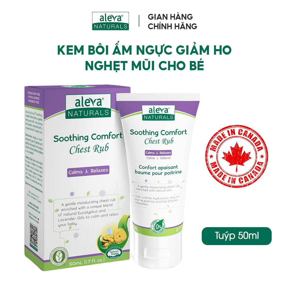 Kem bôi ấm ngực, giảm ho, nghẹt mũi và phòng ngừa cảm lạnh cho bé Aleva Naturals (tuýp 50ml)