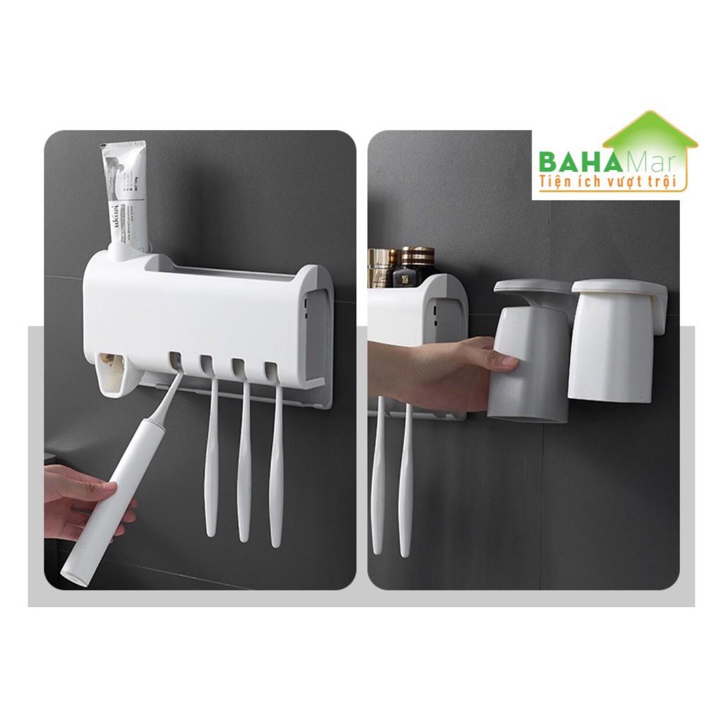 GIÁ TREO BÀN CHẢI ĐÁNH RĂNG TỰ ĐỘNG NHẢ KEM ĐÁNH RĂNG - 2 CỐC HÚT NAM CHÂM tiện sử dụng và sắp xếp gọn gàng