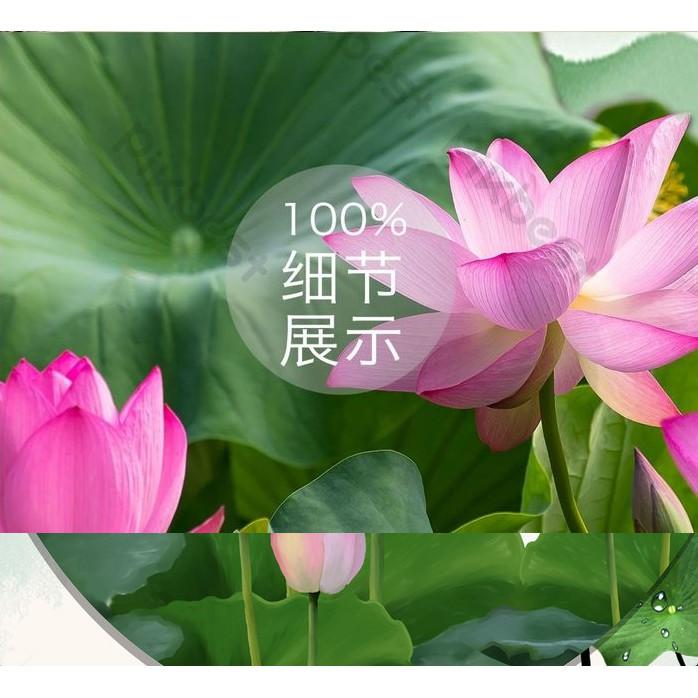 Tranh dán tường Tranh sen nghệ thuật sinh động, tranh dán tường 3d hiện đại