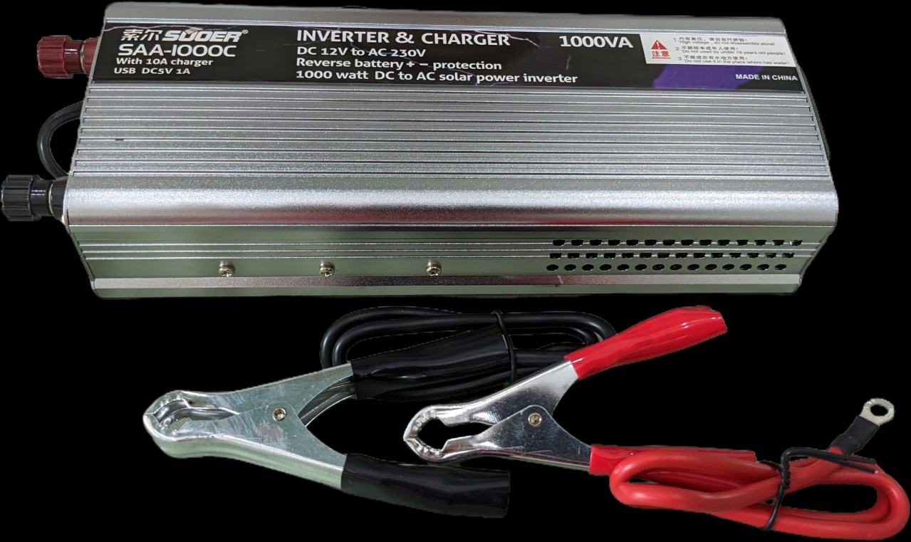 Bộ Chuyển Đổi Điện 12V Lên 220V Kiêm Sạc Bình ẮQuy Thông Minh Suoer 1000W Cao Cấp