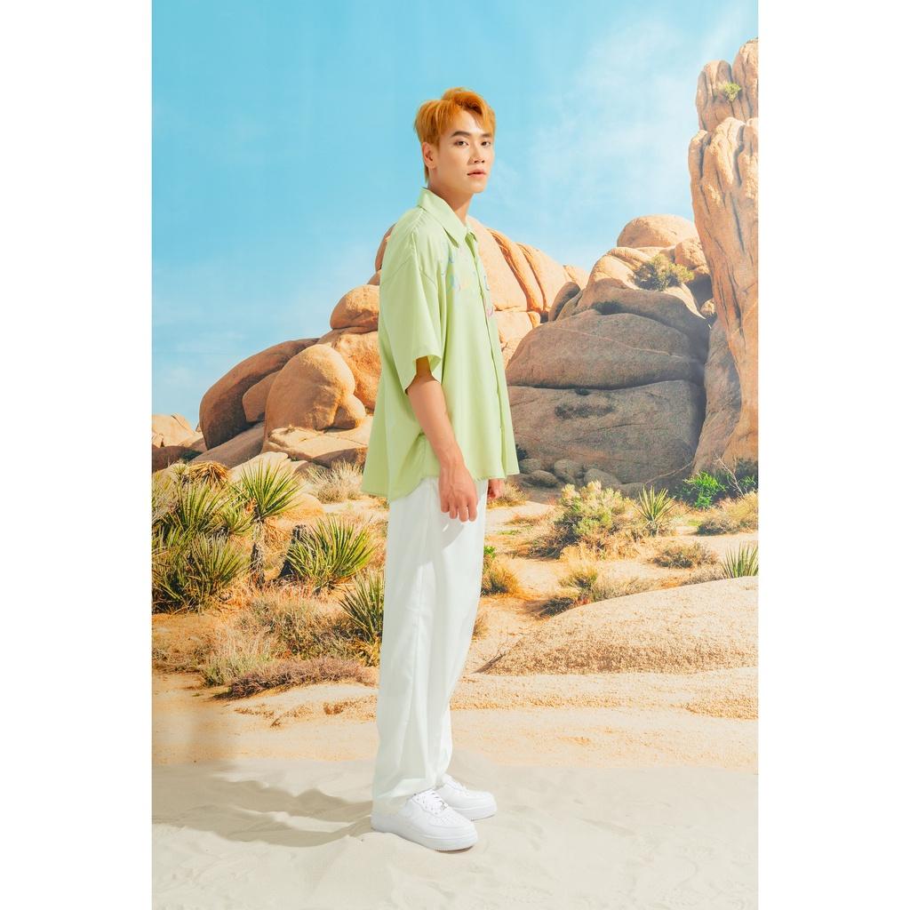 Áo sơ mi nam cổ danton xanh mint Y218 Yours Shirt