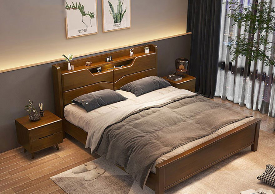 Giường ngủ bằng gỗ hiện đại kiểu dáng sang trọng