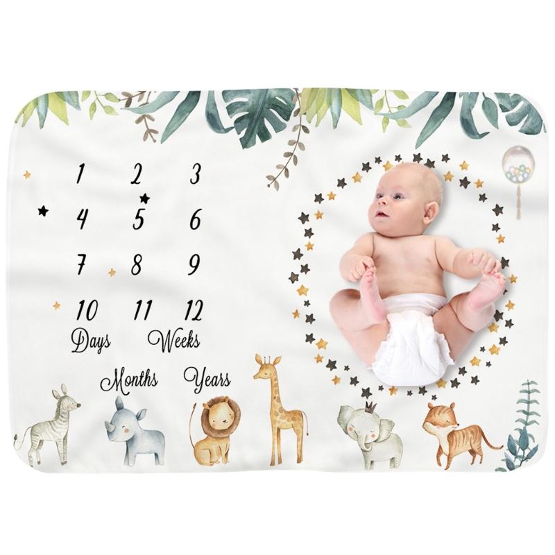 Cho Bé Hàng Tháng Ghi Tăng Trưởng Cột Mốc Chăn Sơ Sinh Mềm Dép Nỉ Hoạt Hình Hình In Hình Đầm Bọc Đạo Cụ Chụp Ảnh