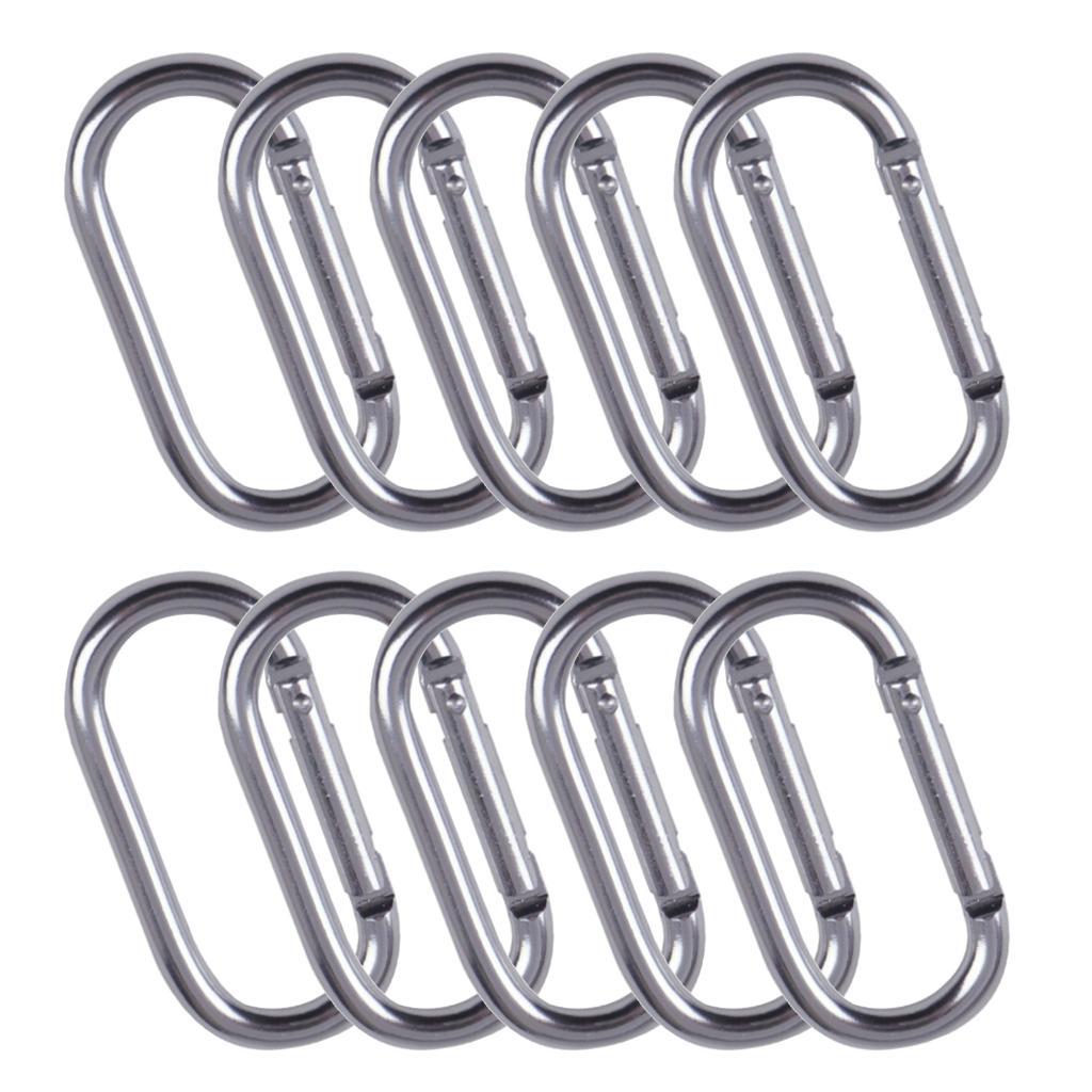 10x Locking Carabiner Clip Snap Hook Spring Karabiner Small Keychain Black