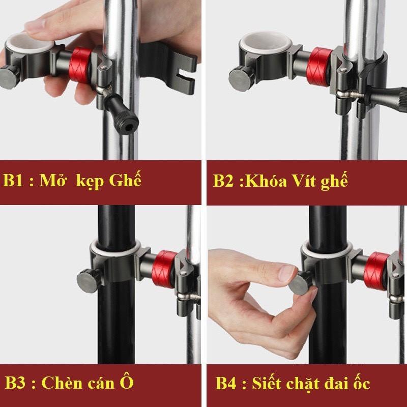 Bộ 2 Pat Ô , Dù câu cá chất liệu hợp kim nhôm magie cao cấp gắn ghế tiện lợi