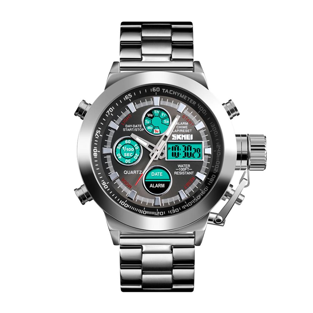 Đồng hồ Chống nước 3ATM Màn hình kép Double Movements Giờ GMT Đa chức năng SKMEI 1515 Men Quartz