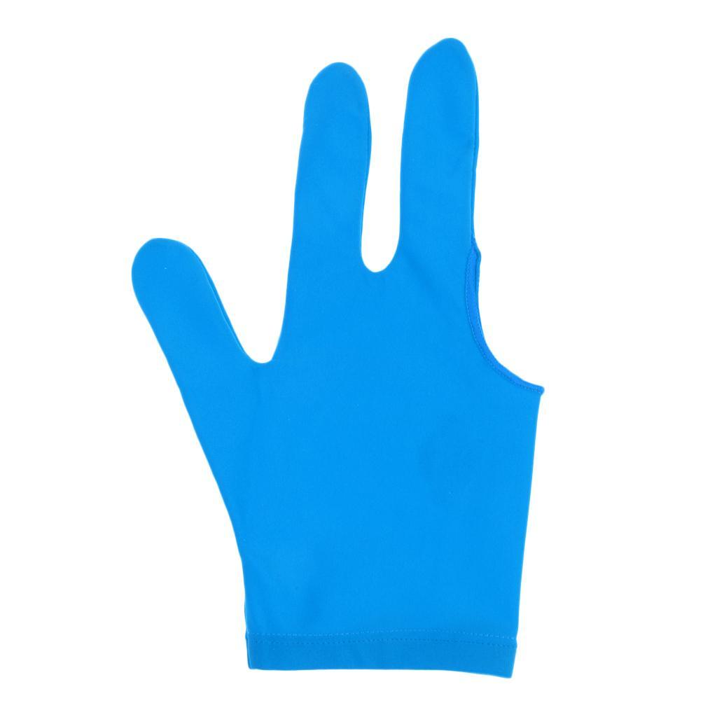 10xSpandex Snooker Billiard Pool Cue Glove Left Hand 3 Finger Accessory Blue