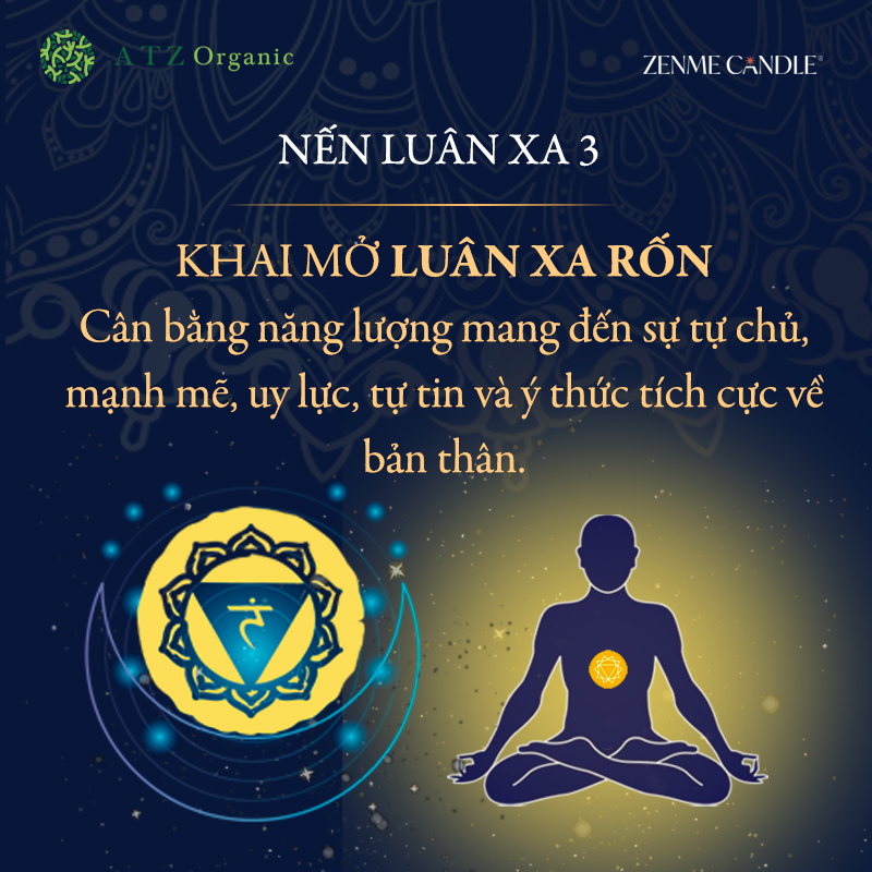 Nến Thơm - ZENME - Luân Xa 3 - Mang Đến Sự  Tự Chủ, Mạnh Mẽ Và Quyền Lực