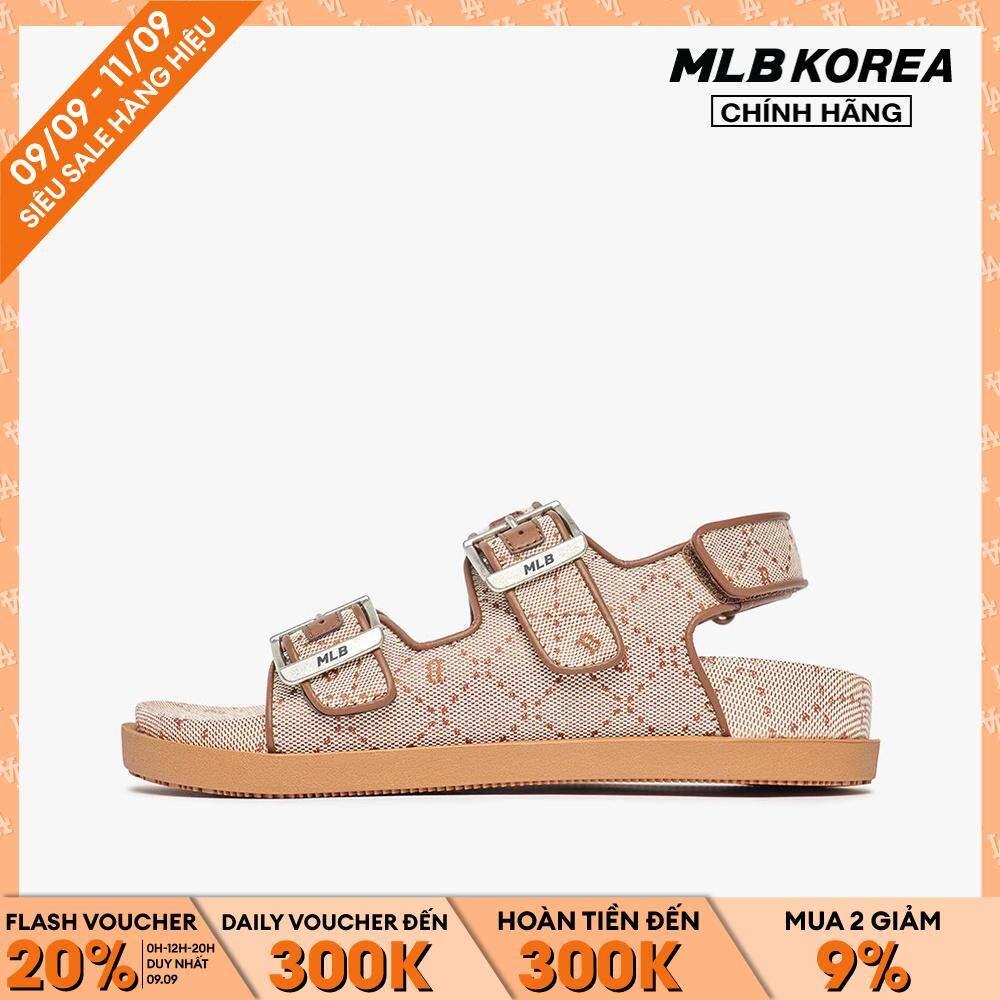 MLB - Giày sandals unisex đế thấp quai ngang Jacquard Diamond Monogram 3ASDCSJ33