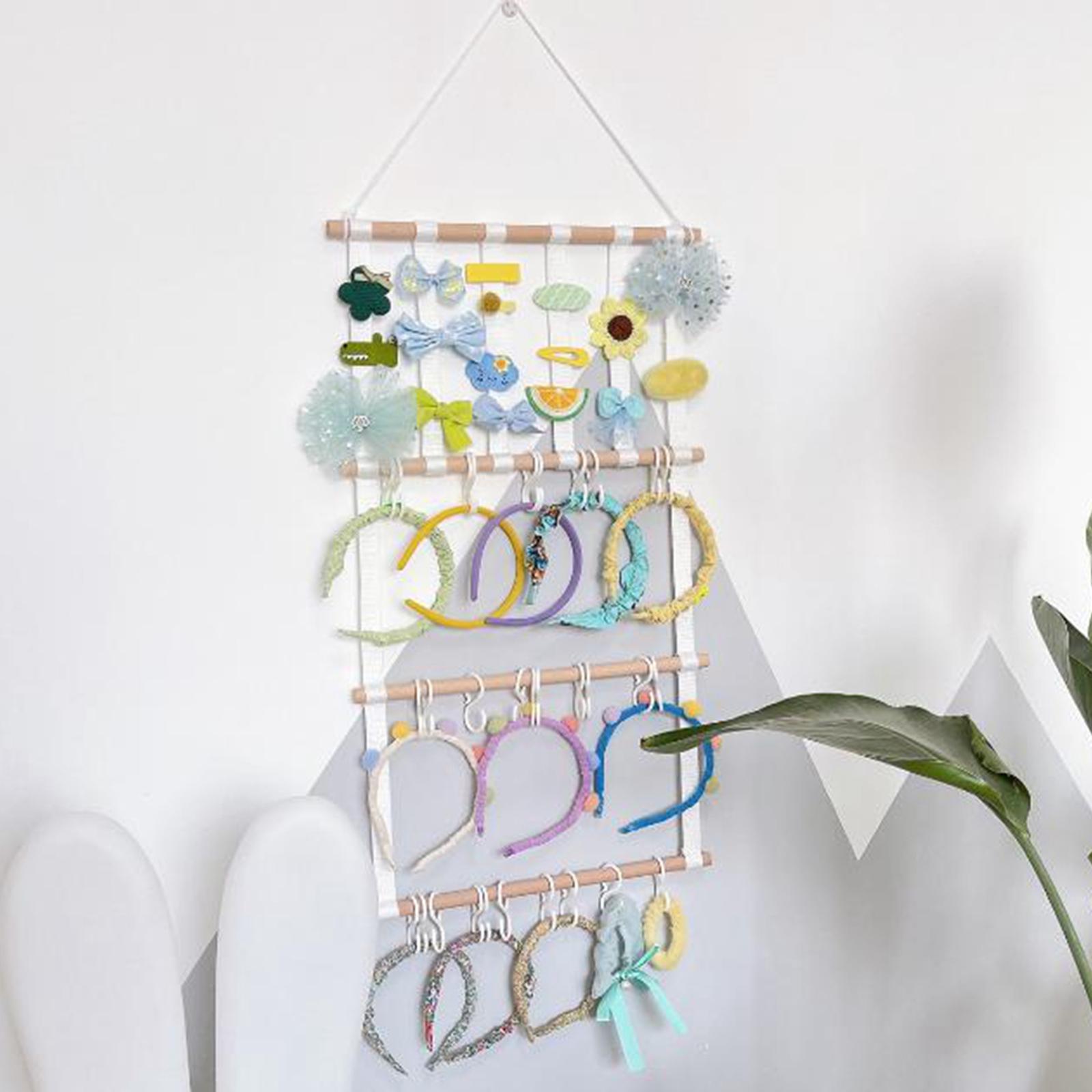 Children Hair Bow Holder Storage Display Hair Clip Pendant Decoration Toy Barrettes Wall Mount Hairbands Organizer Hanger Rack for Kids Room