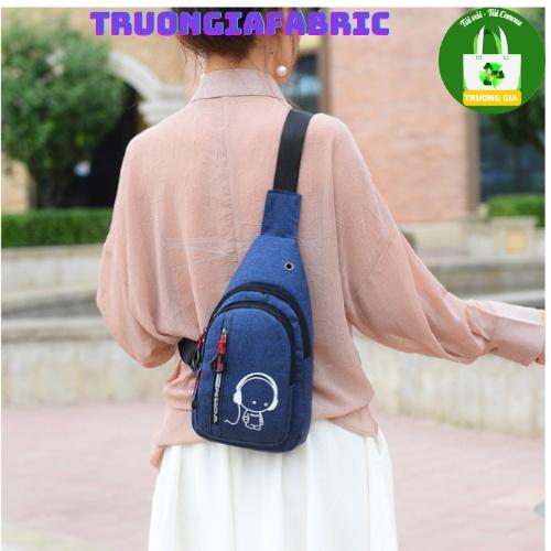 Túi nylon đeo ngực đeo thắt lưng túi đeo vai túi phát quang Màu Xanh dáng thể thao giải trí Trương Gia