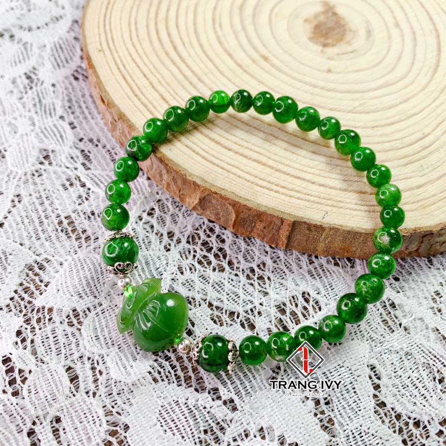 Vòng Tay Diopside Mix Túi Tiền Ngọc Bích
