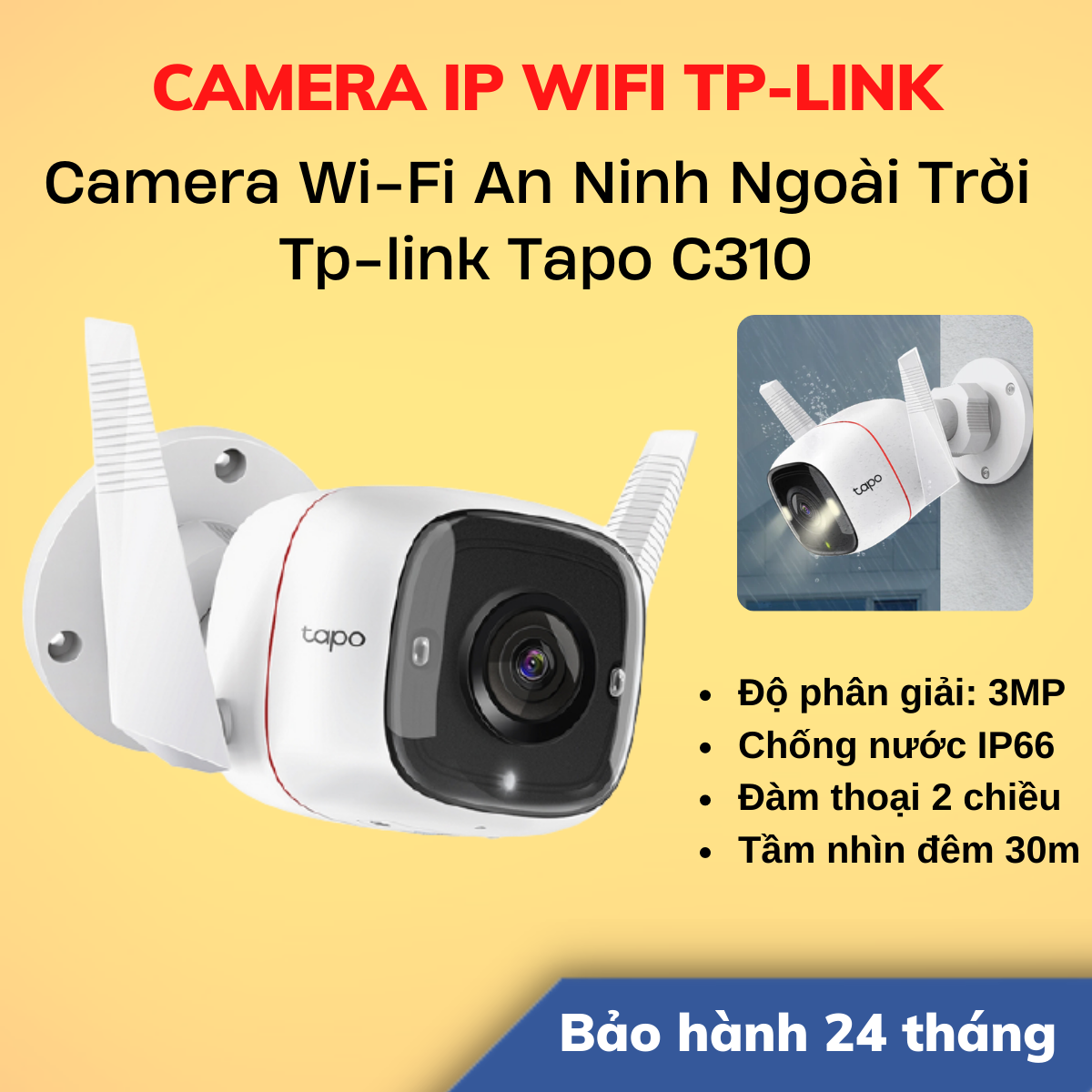 Camera Wi-Fi An Ninh Ngoài Trời Tp-link Tapo C310 Độ Phân Giải 3MP | Hàng Chính Hãng | Màu Trắng