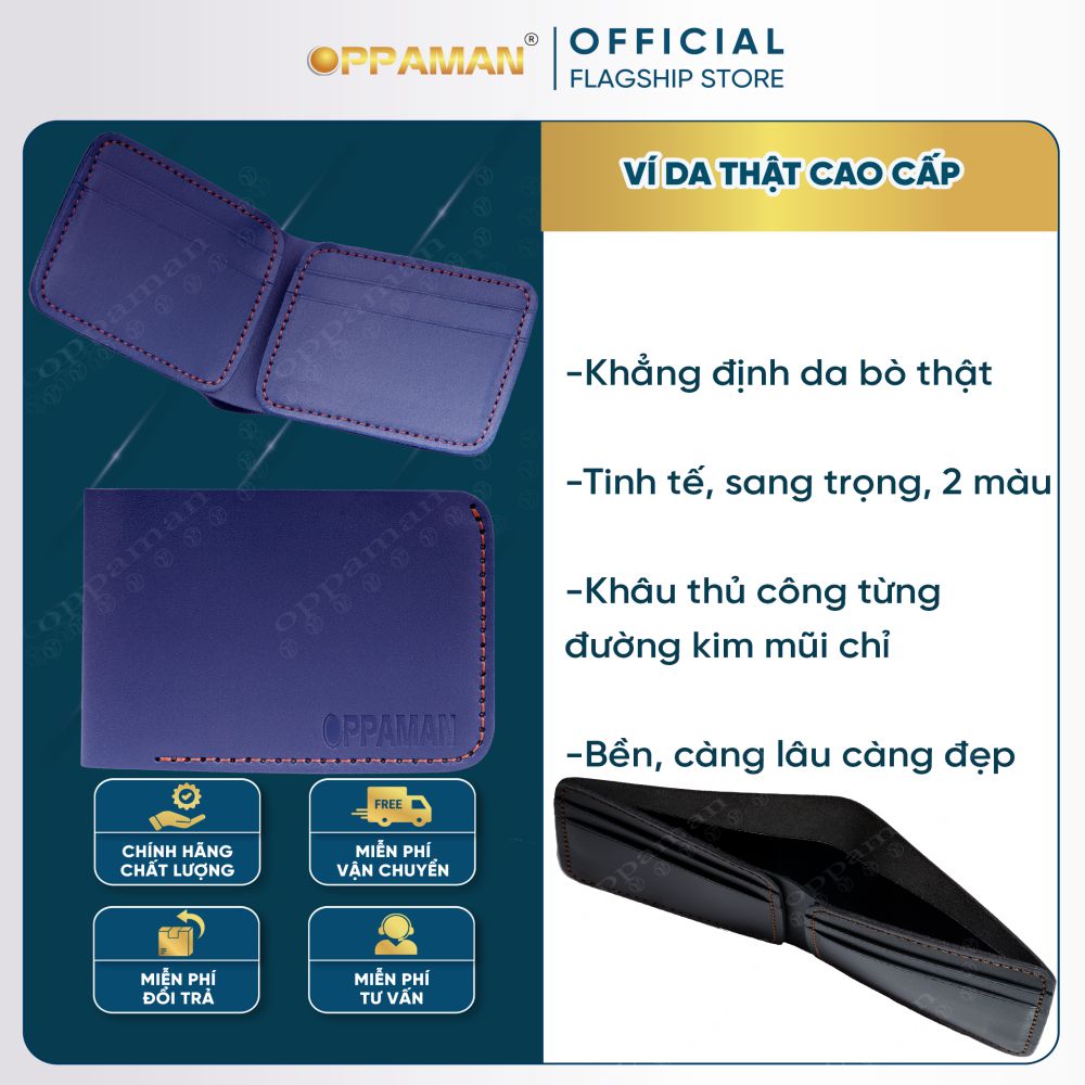 Ví nam da bò nappa Oppaman chuẩn hand made cao cấp OV1- 2 màu