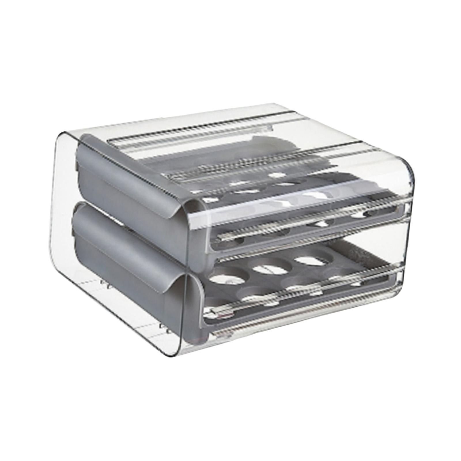 Egg Holder for Refrigerator Egg Tray Durable Large Capacity Transparent Egg Storage Container Drawer Egg Fresh Storage Box for Cupboard