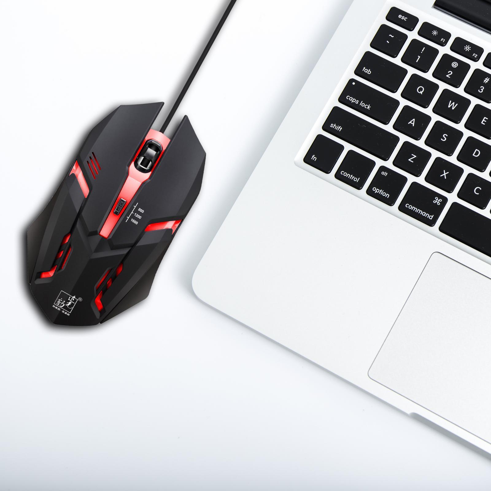 USB Wired Gaming Mouse Breathing Lights 4 Button PC Laptop Computer 1600 DPI