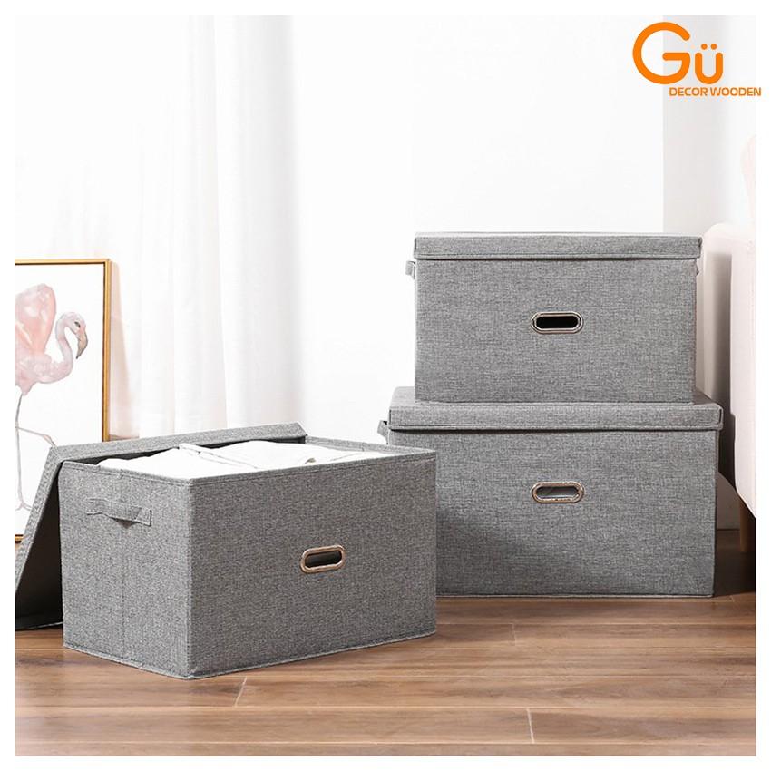 Hộp đựng đồ đa năng bằng vải có nắp đậy - Thùng để quần áo cất gọn