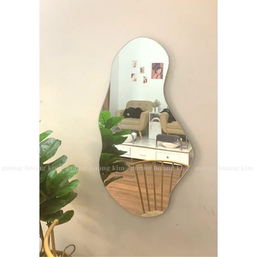 Gương soi toàn thân hình hạt đậu treo tường, gương hạt đậu decor, gương đám mây tính năng cảm ứng led 3 màu HK-5008