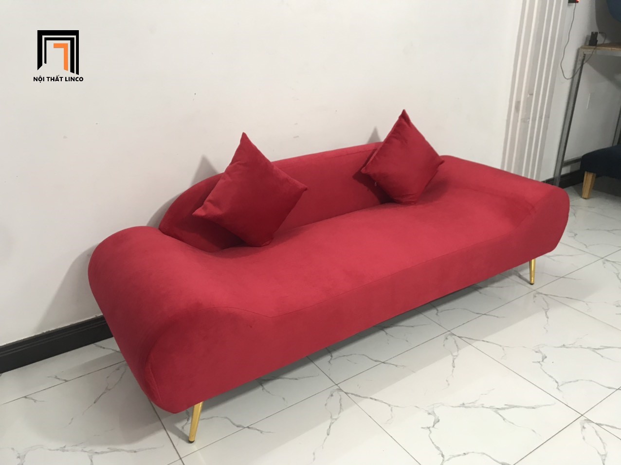 Ghế sofa băng thuyền thư giãn đỏ đô vải nhung nhiều kích cỡ