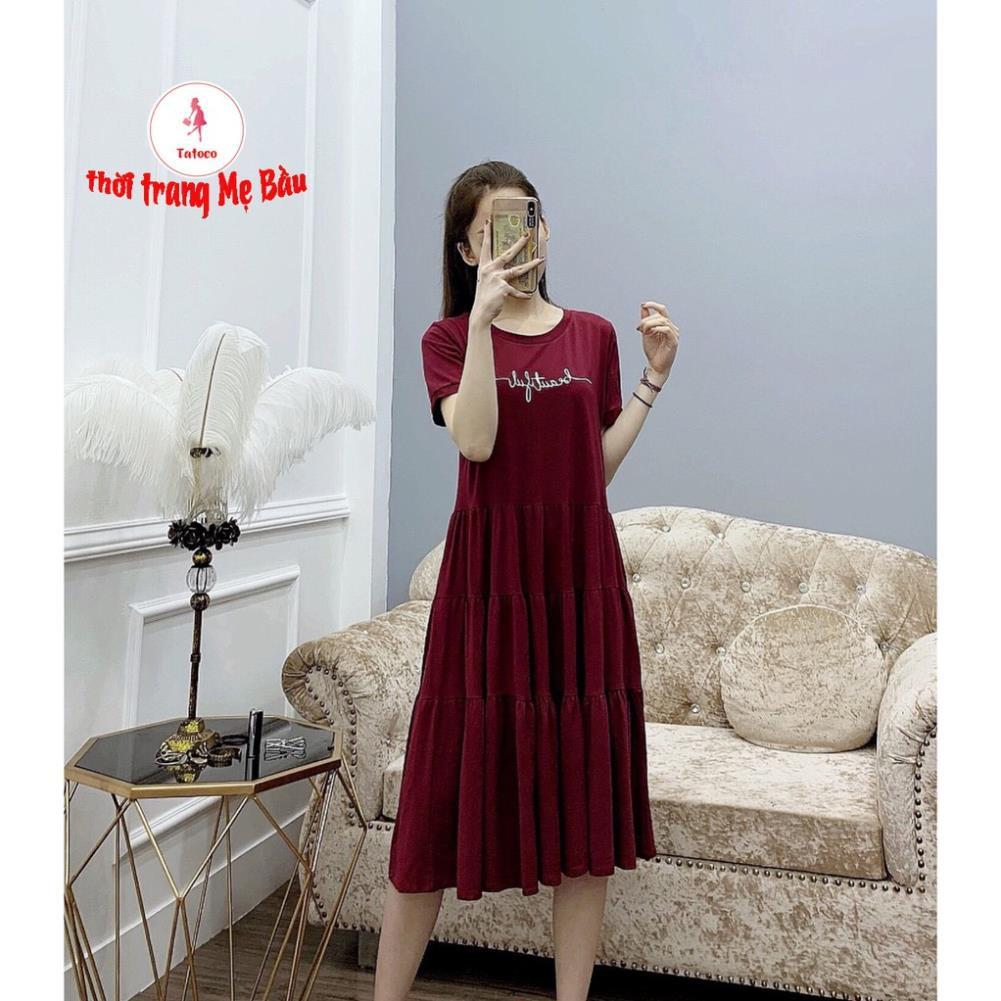 Váy bầu mùa hè nhún eo thêu Resini new 5 màu