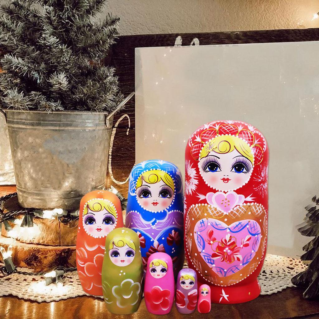 Girl  Wooden Russian Nesting Dolls Kit Nested Matryoshka Toy