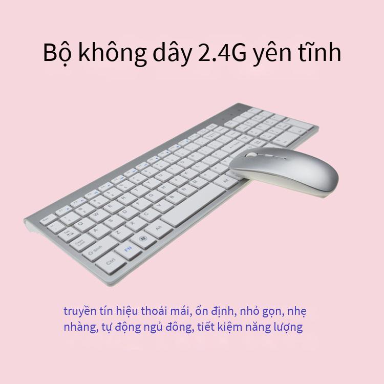 Bàn phím không dây 2.4G phong cách mới nhất tắt tiếng bên ngoài bộ thu USB chuột đặt máy tính để bàn máy tính xách tay văn phòng đánh máy