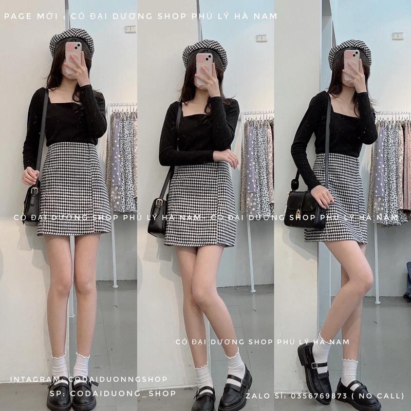 Set dạ kẻ kèm mũ