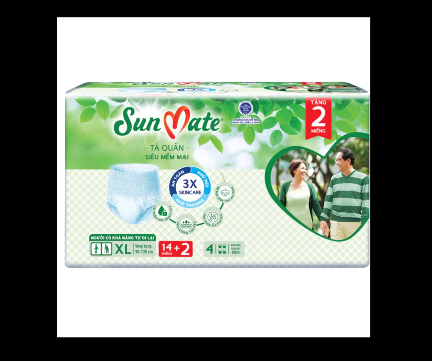 HCM -Sỉ 1 Cây/Thùng 4 Gói Tã Quần Người Lớn Sunmate Siêu Mềm Mại Size XL14 + 2 ( 16 Miếng) - Bỉm Người Cao Tuổi XL14