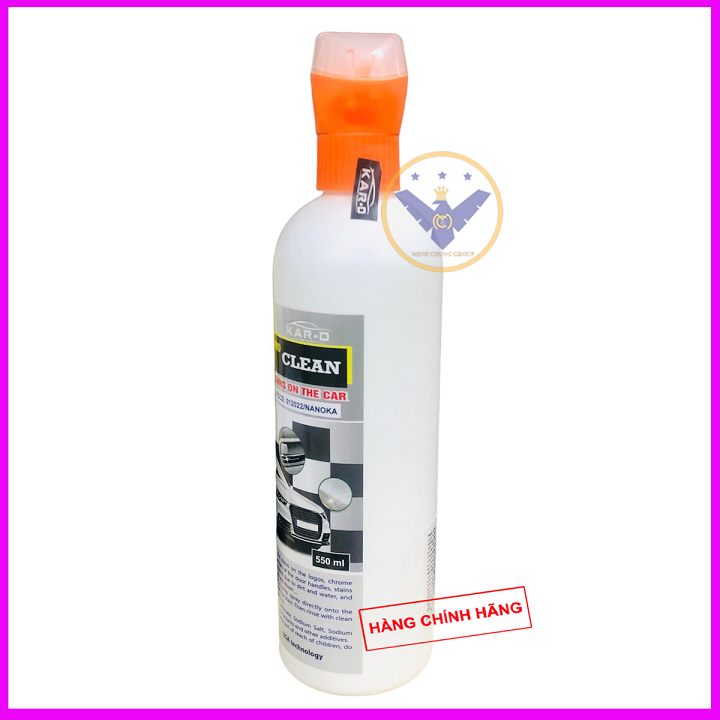 Tẩy ố kính ô tô, ố vàng lazang, logo, nẹp mạ crom Nanoka Clean 500ml