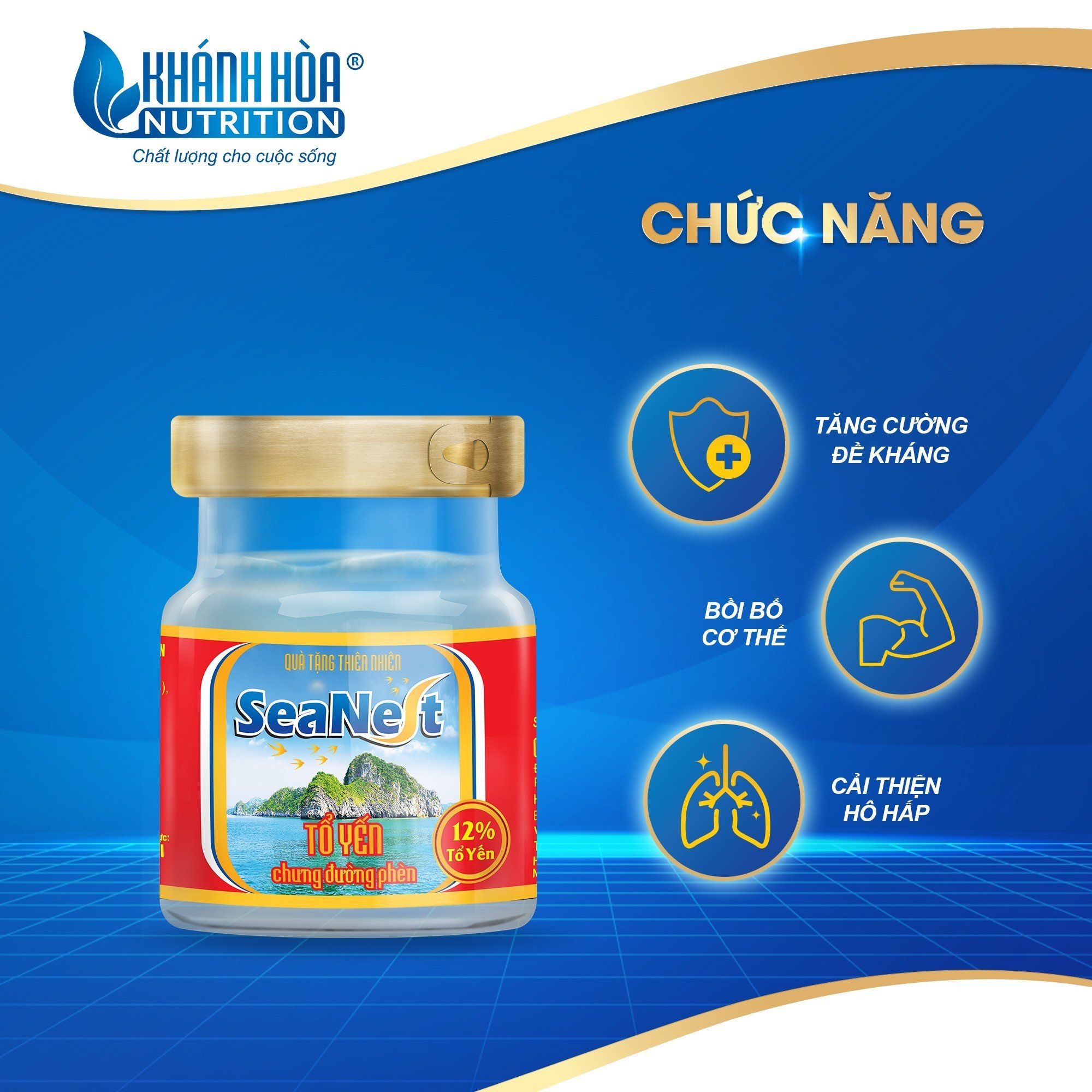 Hộp Quà Tặng 12% Tổ Yến Chưng Đường Phèn Cao Cấp Khánh Hòa Nutrition – Hộp 6 lọ x 70ml