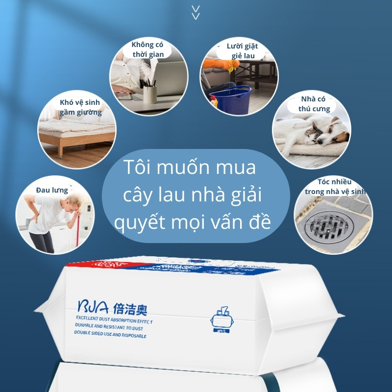 Cây Lau Nhà Khăn Tĩnh Điện SOIKA Hút Bụi Tóc Và Loại Bỏ Mọi Vết Bẩn Cứng Đầu