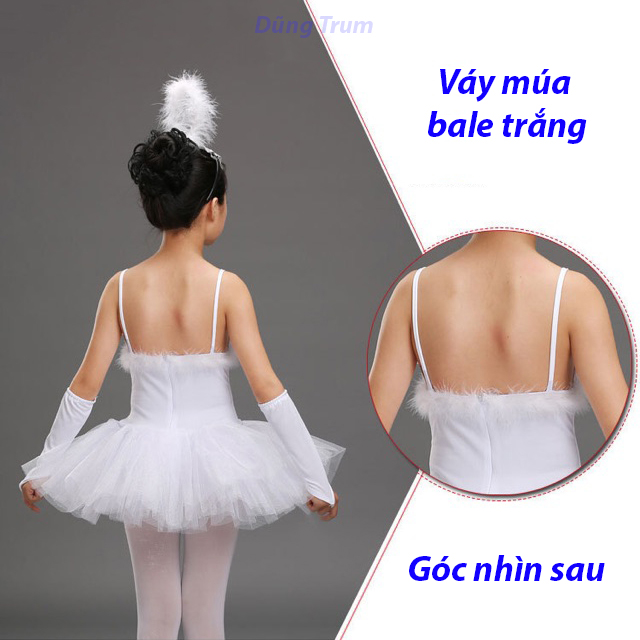 Váy múa bale lông trắng siêu xinh cho bé yêu