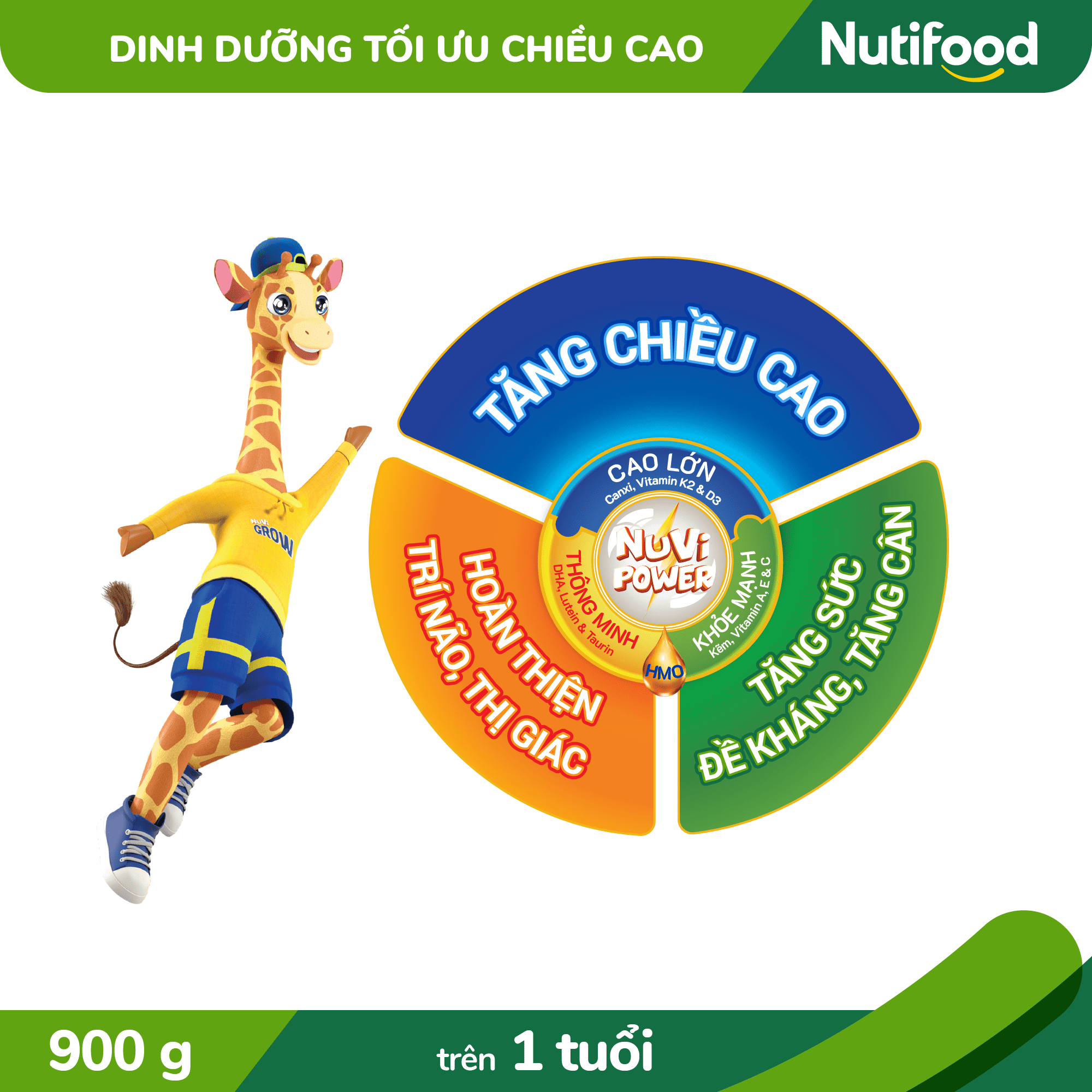 Sữa Bột Nuvi Grow Trên 1 Tuổi Lon 900g - Phát Triển Chiều Cao