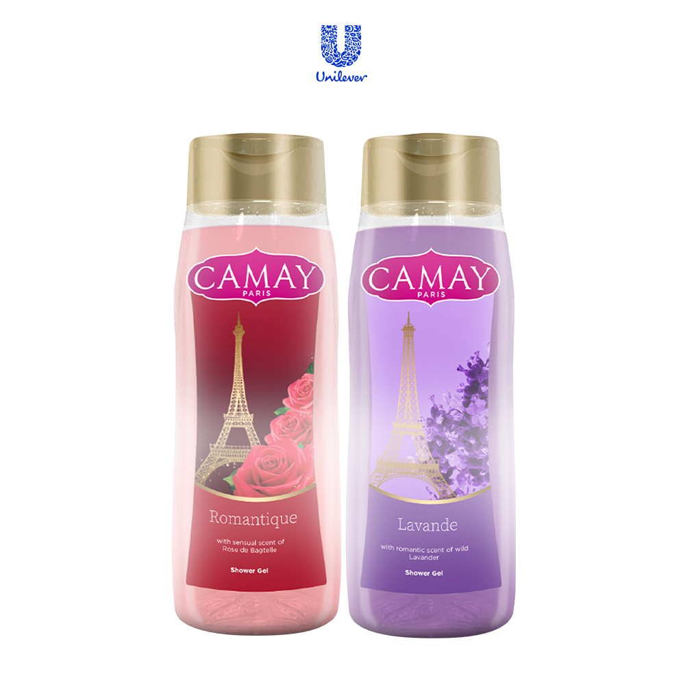 Combo 2 chai Gel tắm hương hoa hồng và oải hương Camay Paris 500ml