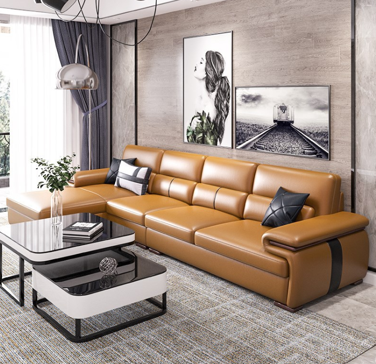 Sofa da góc L tựa lưng cao cấp Juno Sofa HDCT-07