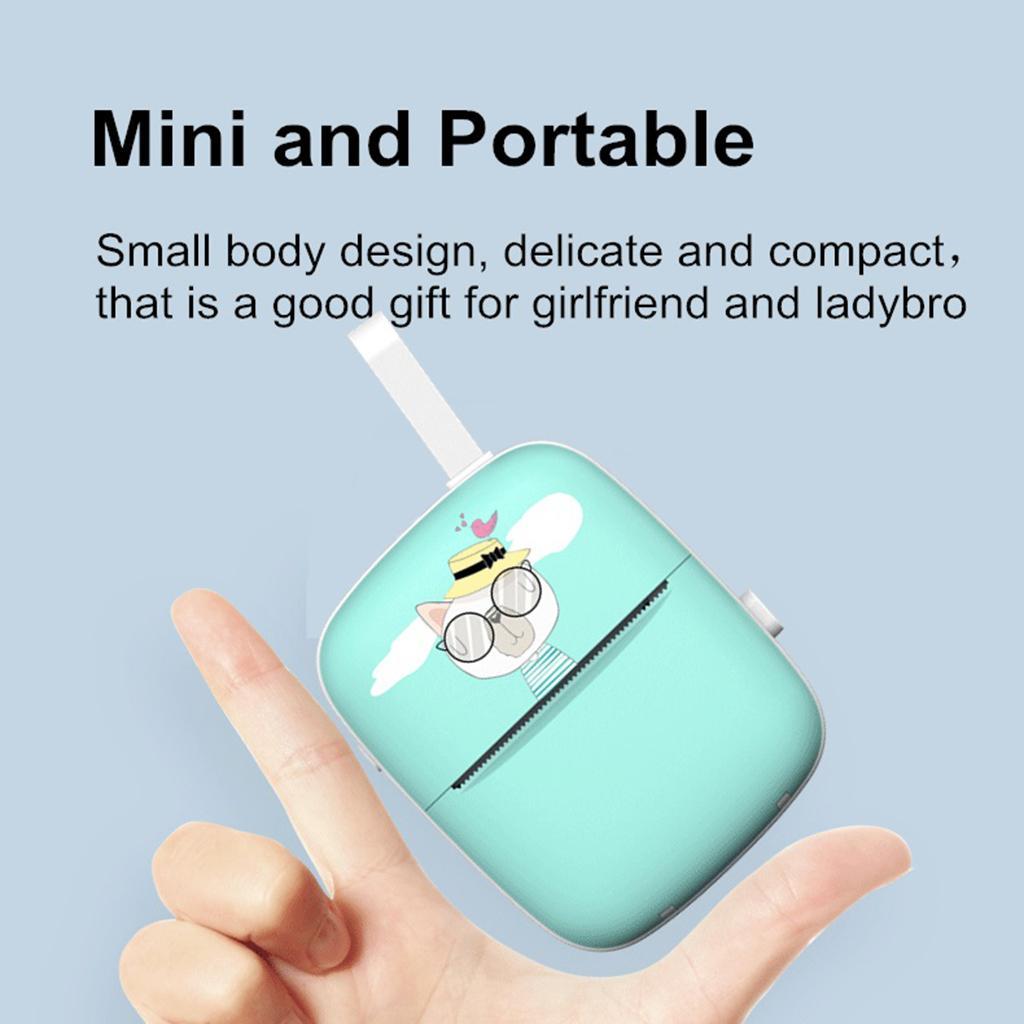 Portable Bluetooth Thermal Printer Phone Photo Label Sticker Printing Green
