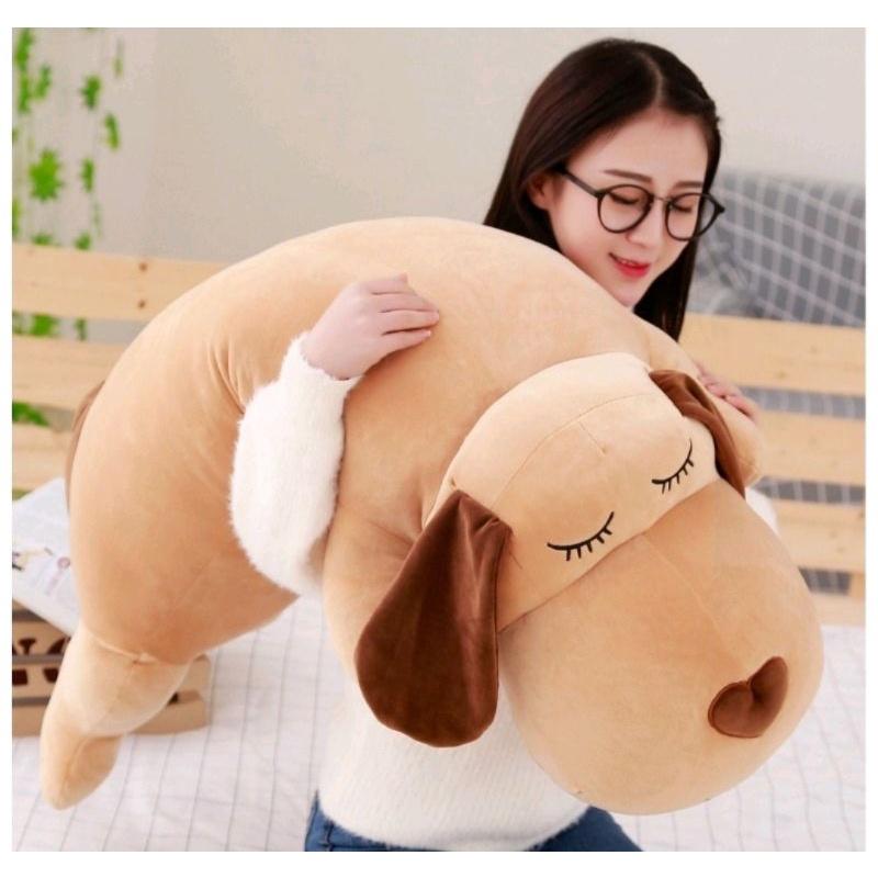 Chó bông nằm dài mũi tim,chó nhồi bông mềm mịn,dồn 100% gòn
