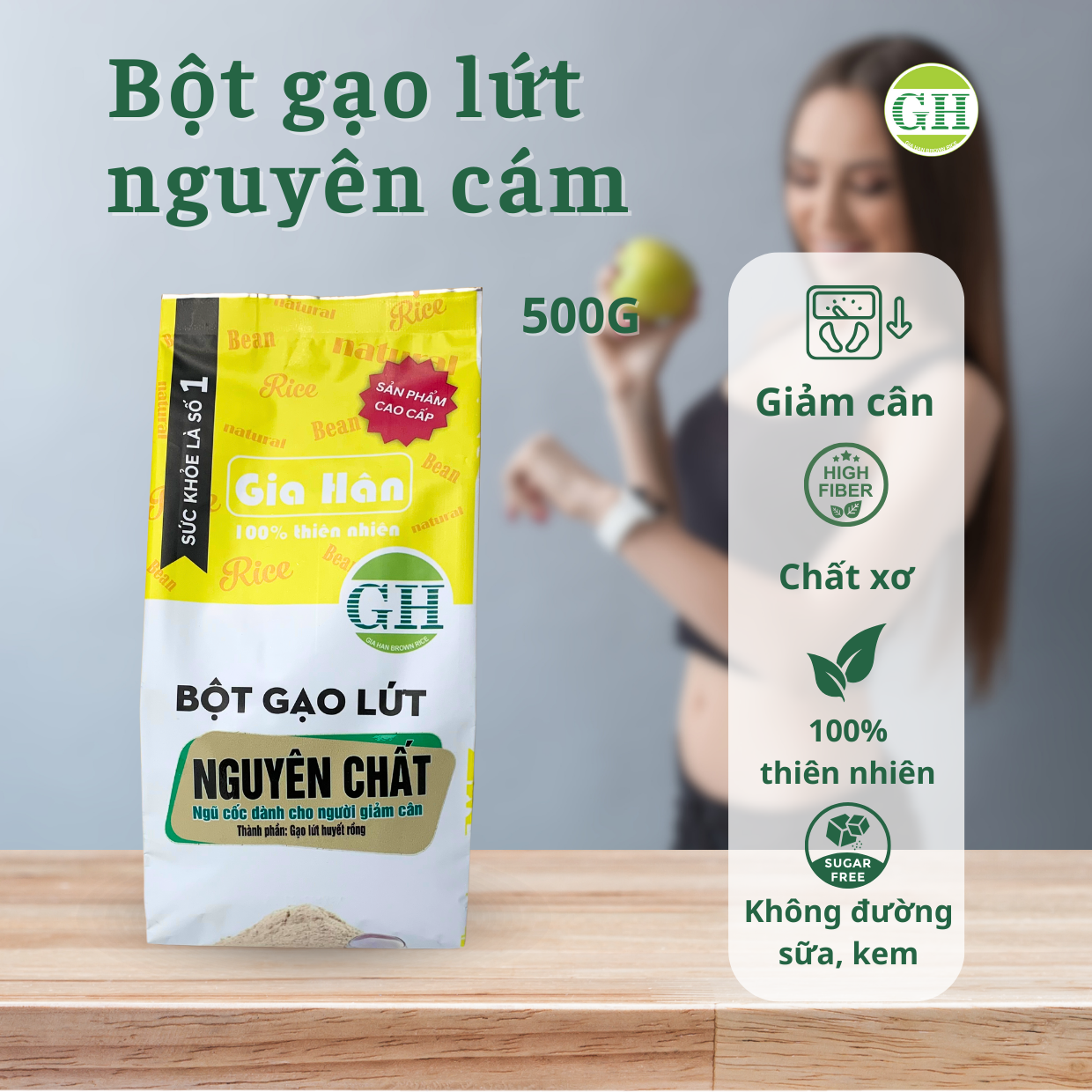 Bột gạo lứt giảm cân,Bột gạo lứt giảm mỡ bụng GIAHAN FOOD bột giảm cân tại nhà, an toàn, bot gao lut giam can